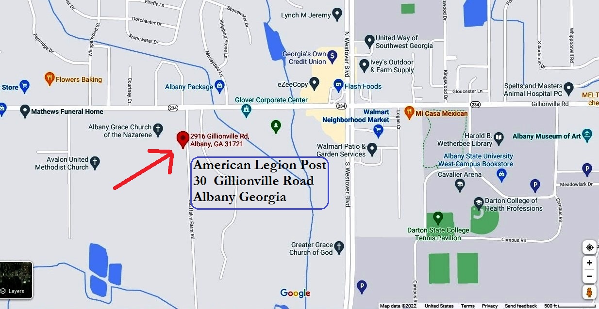 MAP-American Legion Post 30  Gillionville Road Albany Georgia